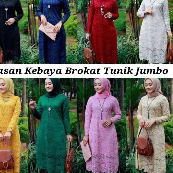 ❆ Atasan kebaya brokat tunik jumbo / kebaya tunik hitam /kebaya tunik navy /kebaya brokat ♪