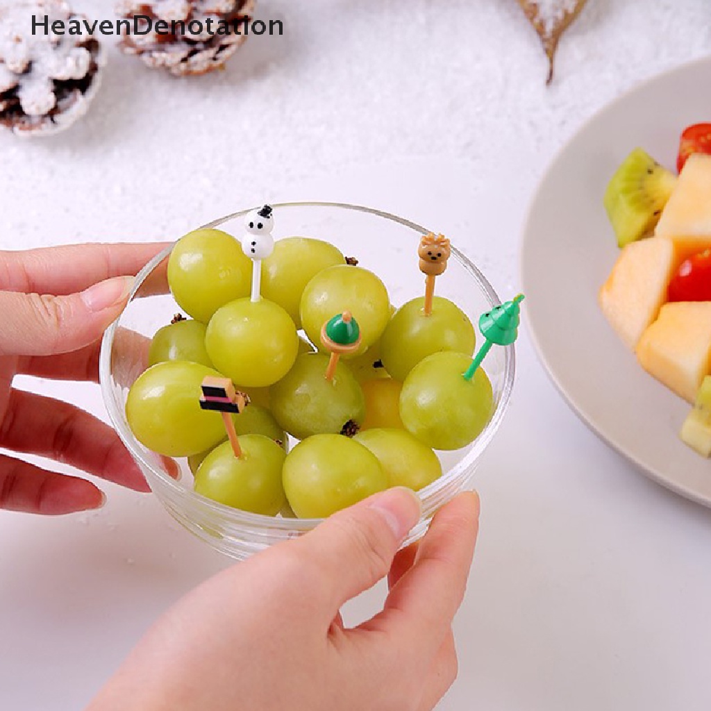 [HeavenDenotation] Cute Mini Animal Farm Kartun Food Picks Anak Snack Kue Dessert Makanan Garpu Buah Makan Siang Bento Aksesoris Dekorasi Pesta HDV