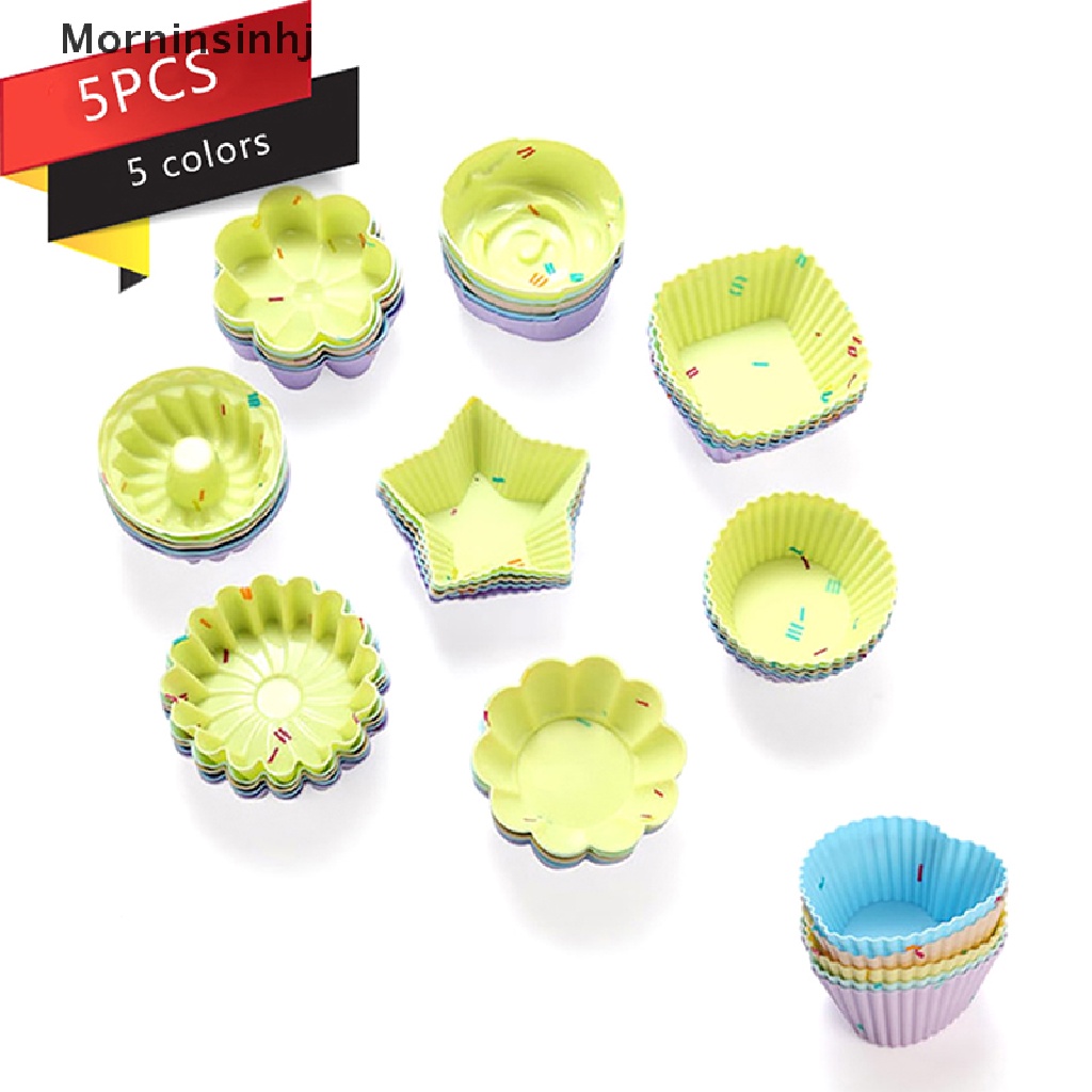 Mornin 5pcs/Set Cetakan Kue Silikon Bentuk Bulat Muffin Cup Cake Baking Molds id