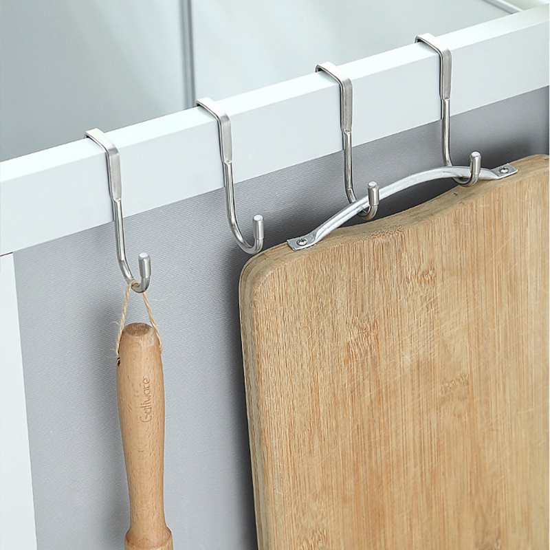 Gantungan Dinding Rumah Kait Penyimpanan Stainless Steel/Bebas Paku Hemat Ruang S-type Door Storage Heavy Duty Rack Hanger/Kamar Mandi Dapur Jas Tas Topi Handuk Tempat Penyimpanan Kunci