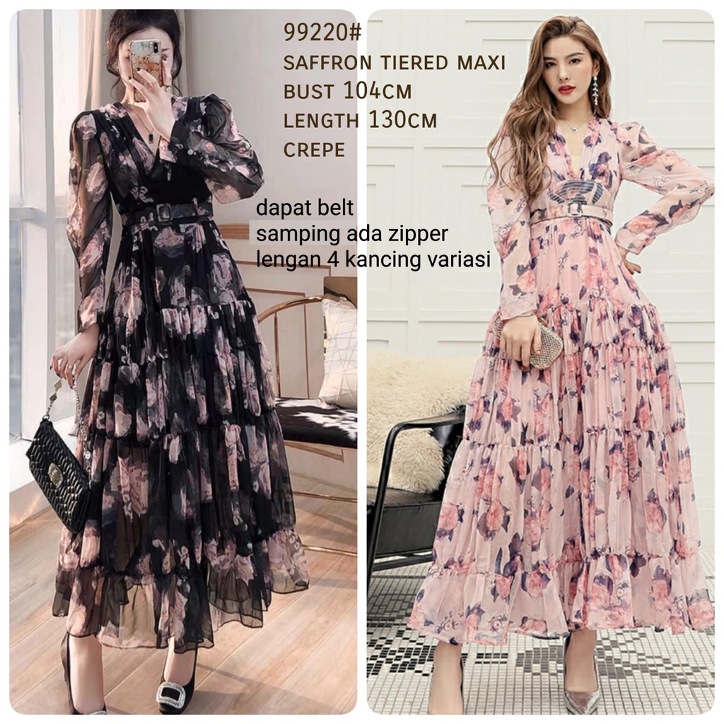 [GROSIR FASHION] 99220 saffron tiered maxi PAKAIAN WANITA three m