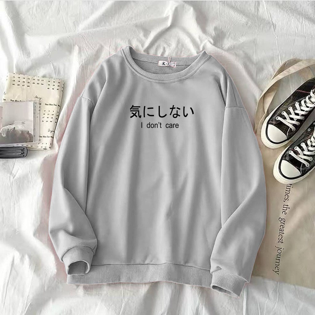 Sweater i dont care Oversize Unisex Pria &amp; Wanita Korea Style | Dhea Fashion