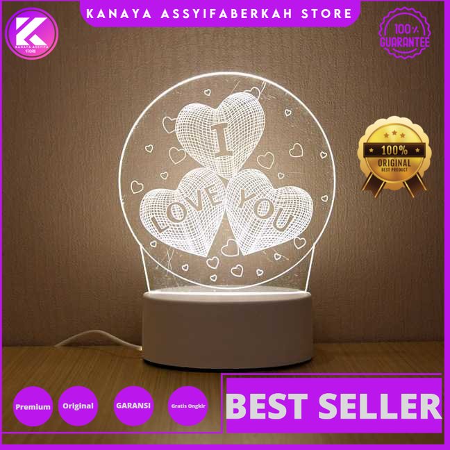 SOLOLANDOR Lampu Hias Akrilik 3D USB Plug 3 Color - LD3200