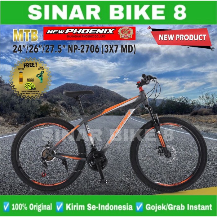 Sepeda Gunung MTB PHOENIX 2706 NEW Rem Cakram Ukuran 24&quot;,26&quot; dan 27,5 inch (Extra Bonus)