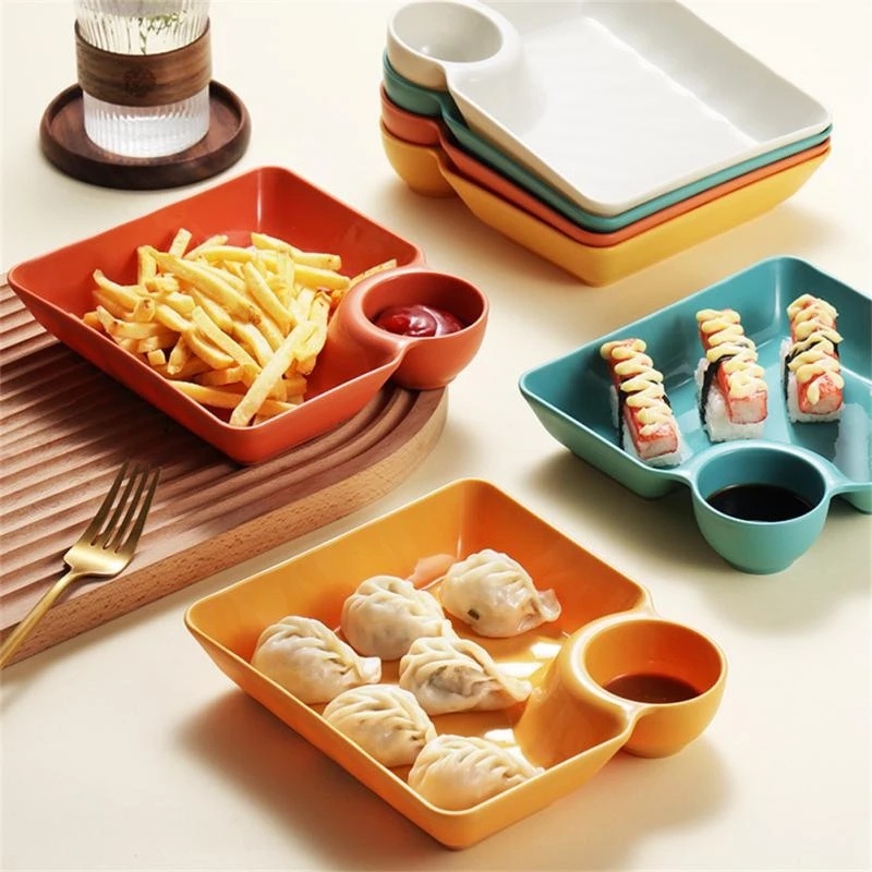 Creative Dumpling Plate Non-slip Stackable Plastic Creative Dipping Saucer Sushi Dish Aksesoris Peralatan Makan Untuk Restoran