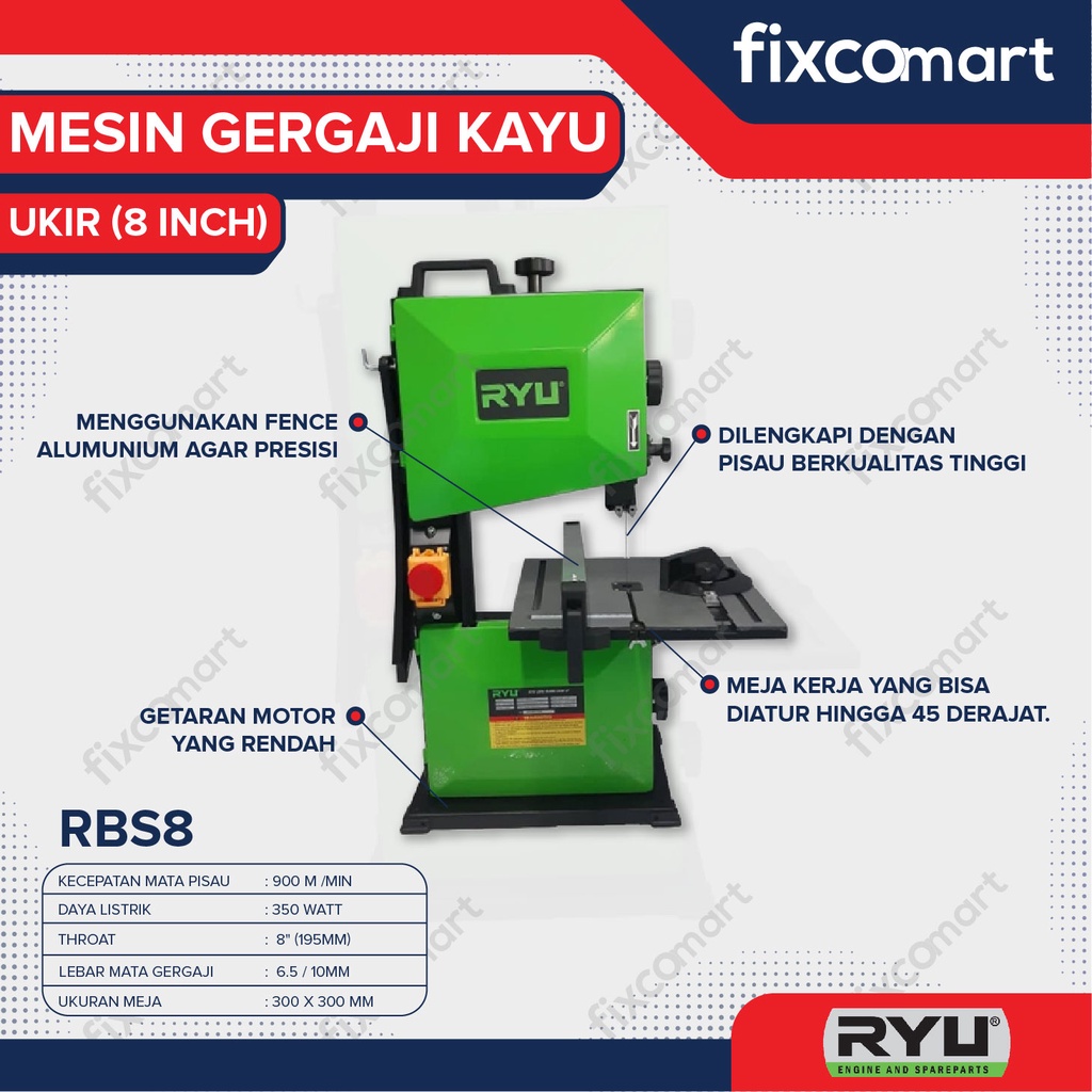 Ryu Band Saw 8 Inch Rbs8 Gergaji Serbaguna