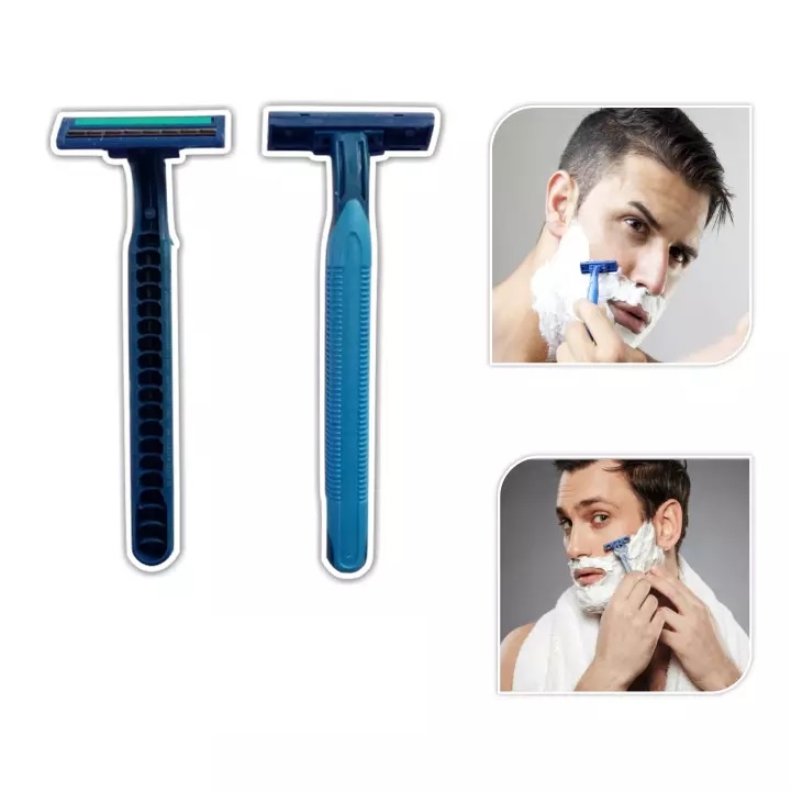 AZAHRA Alat Cukur Kumis dan Jenggot 3 Mata Pisau Cukuran Bulu Kemaluan Ketiak Rambut Kaki Manual Razor Double Blade Serbaguna