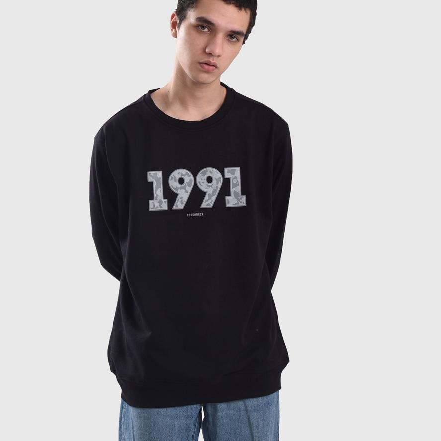 Star Seller Roughneck SS097 Black 1991 Aura Camouflage Crewneck ✱cbb⋆