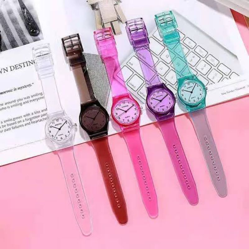 DC C ( C11 ) JAM  TANGAN TRANSPARAN DEWASA / WATER RESISTANT 3  ATM / TAHAN AIR / TIDAK BISA MEMILIH