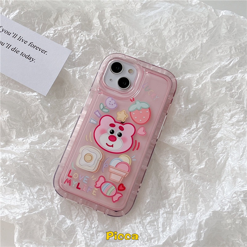 Kartun Kirby Cherry Candy Casing Realme C21Y C12 C25 C25s C15 C35 C11 2020 Realme C11 2021 5 C33 C25Y 6i 5i 5s C20A C20 C3 Cute Strawberry Bear Manyo Airbag Shockproof Soft Cover