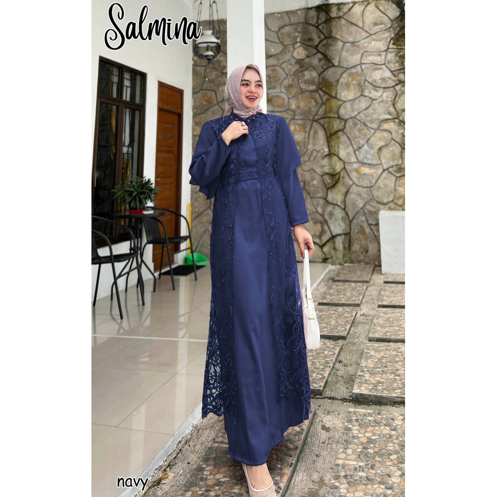 GAMIS PESTA KONDANGAN TULLE BORDIR SALMINA DRESS MEWAH MURAH