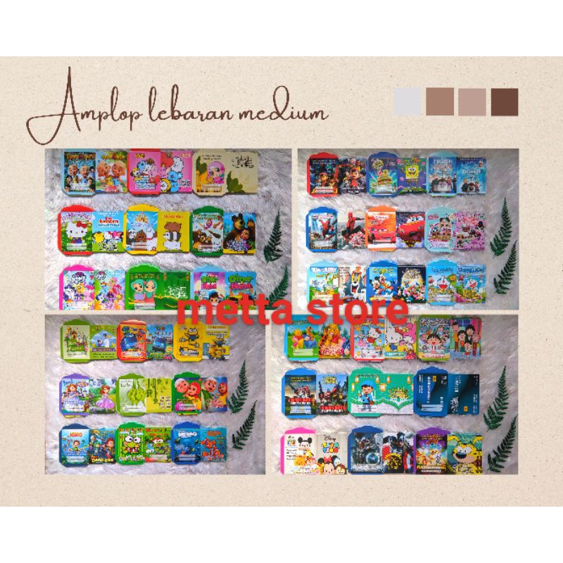 

100 lembar amplop lebaran kartun free plastik