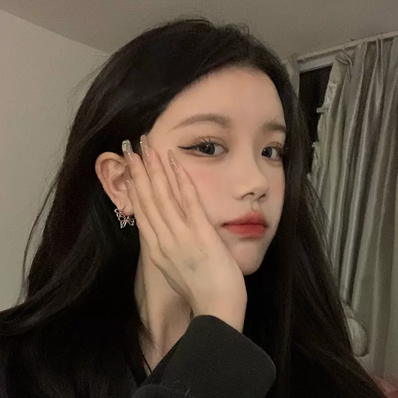 Kami Bunga Elegan S925 Perak Berongga Kupu-Kupu Hoop Anting-Anting Untuk Wanita Gadis Lucu Elf Tulang Rawan Anting-Anting Korea Fashion Telinga Perhiasan Aksesoris