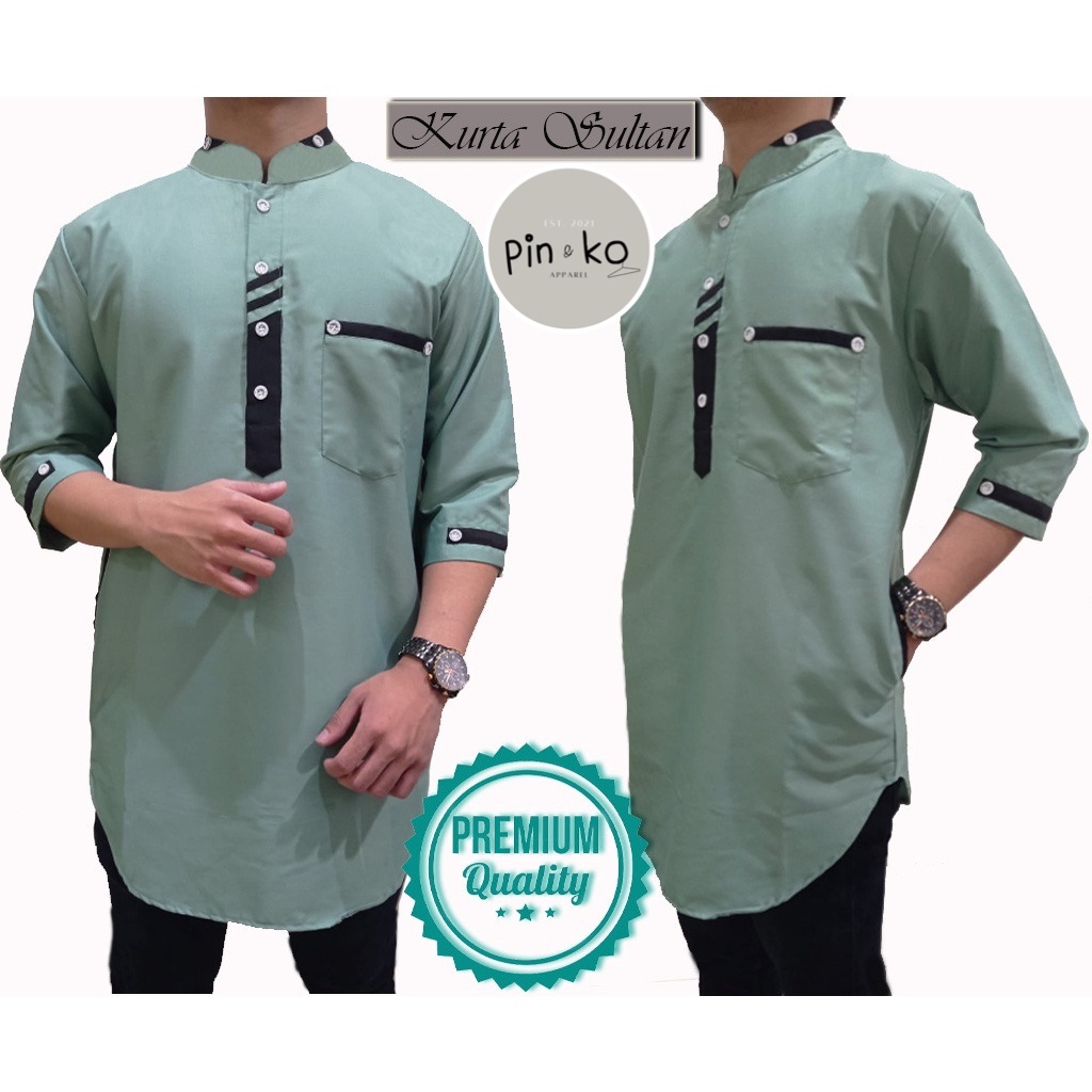 Baju Koko PIK - Koko Kurta Sultan M, L , XL, XXL, 3XL / Koko Pria Jumbo/ Baju Muslim Pria/ Koko Kurt