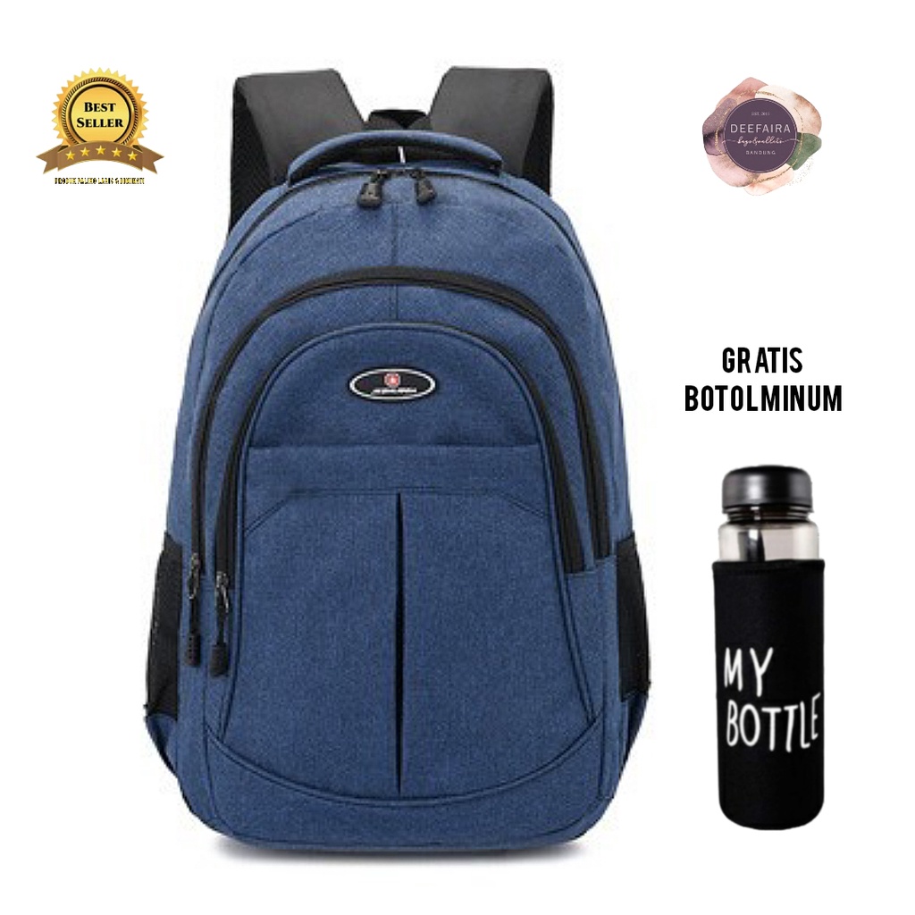 Tas Ransel Backpack Pria Model PL00x44 Free Botol Minum Tas Untuk Sekolah Kuliah Kerja