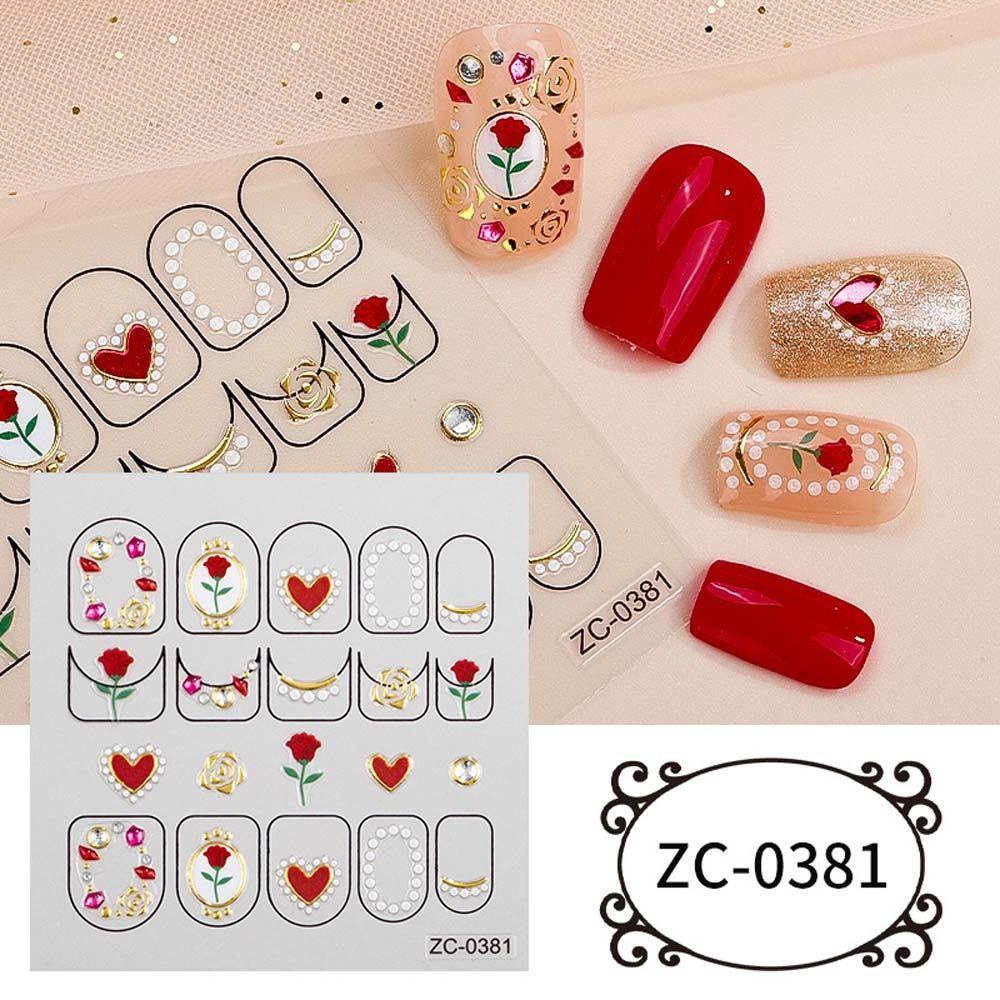 Agustina Kartun Stiker Kuku Wanita Fashion Kelinci Cherry Perekat Diri Kupu-Kupu Nail Stickers