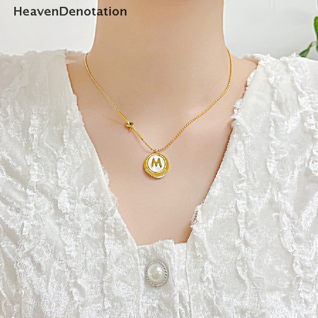 [HeavenDenotation] Kalung Liontin Huruf Kepribadian Stainless Steel Untuk Wanita Fashion Gadis Rantai Klavikula Pesta Anniversary Perhiasan Hadiah HDV