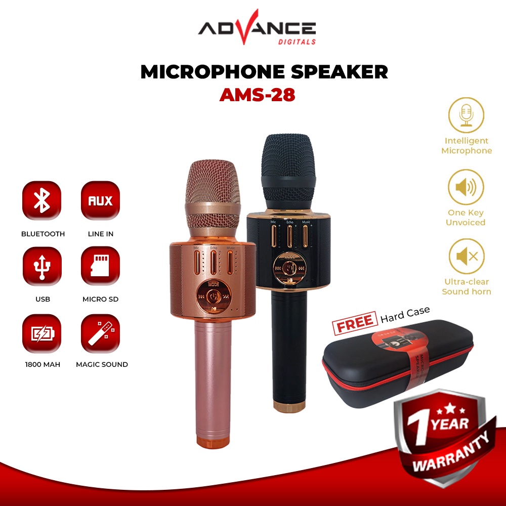 Advance Speaker Karoke Microphone Extra Bass Bluetooth Mic Multimedia AMS-28