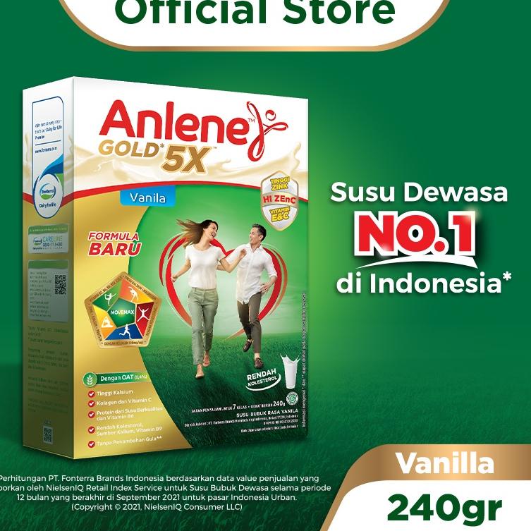 

12.12 SALE Anlene Gold 5X Susu Bubuk Dewasa Vanila 240g - Nutrisi Tinggi Kalsium Untuk Tulang, Sendi, dan Otot 