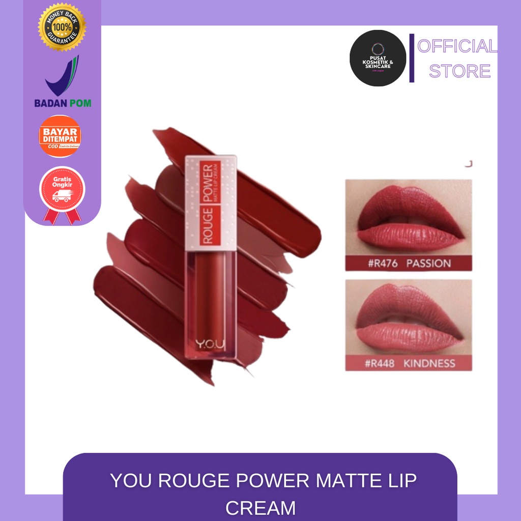 YOU ROUGE POWER MATTE LIP CREAM LONG LASTING MATTE FINISH TAHAN LAMA BPOM