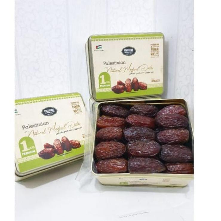 

❀ Kurma Medjool Palestina Premium Jumbo Grade A 1kg / Original Palestine Dates//Kemasan Kaleng ❃