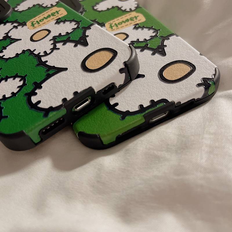 White Flower Soft Case HP iP iPhone 6 6S 7 8 14 + Plus SE 2020 X XS XR 11 12 13 Pro Max Green Casing Apple