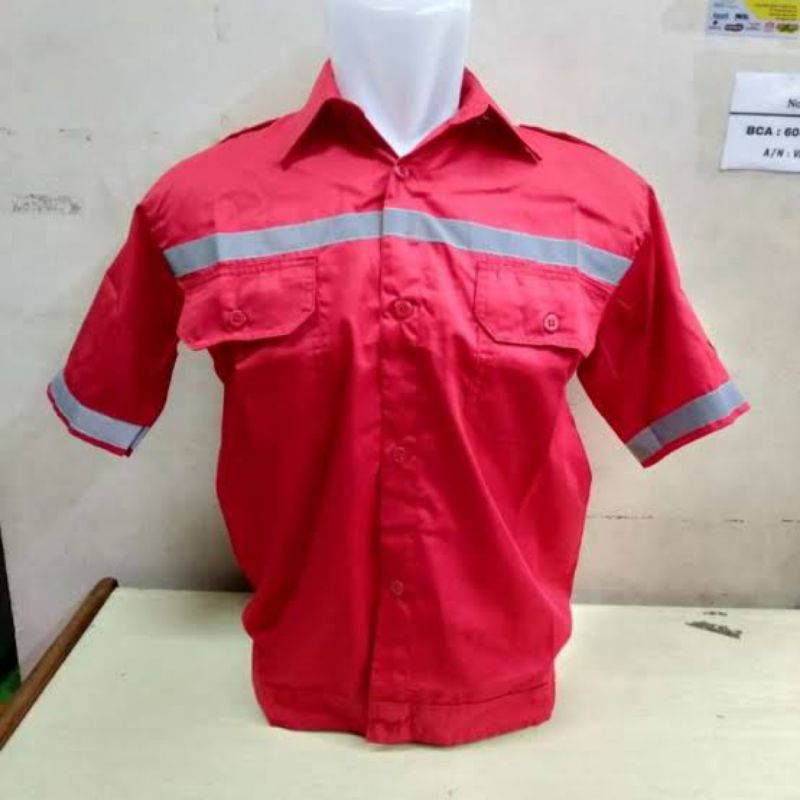 baju safety lengan pendek baju safety proyek baju safety warna merah