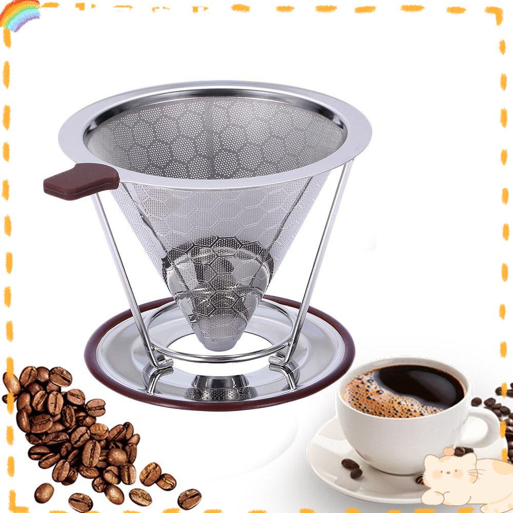 Solighter Pour Over Coffee Dripper Mudah Dibersihkan Kerucut Logam Stainless Steel Tanpa Kertas Slow Drip