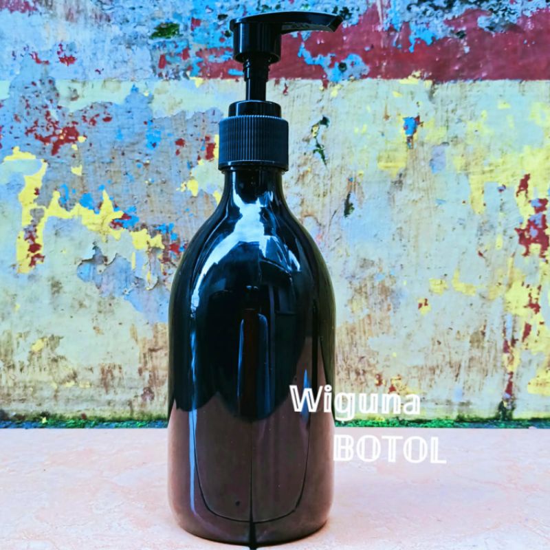 Botol Pump 300ml / Botol PET 300ml Hitam Tutup Pump Lotion