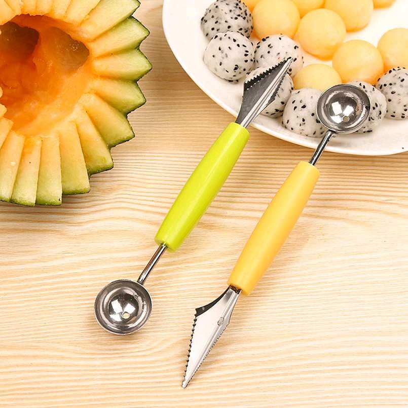 【GOGOMART】Pisau Ukir Hias Buah 2 in 1 Stainless Steel / Pisau Buah