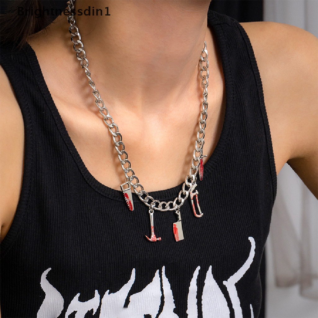 [Brightnessdin1] Fashion Gothic Halloween Pola Darah Kalung Mutiara Multilayer Pearl Beaded Choker Necklace Untuk Wanita Perhiasan Halloween Hadiah Kalung Pesta Perhiasan Hadiah Boutiqu