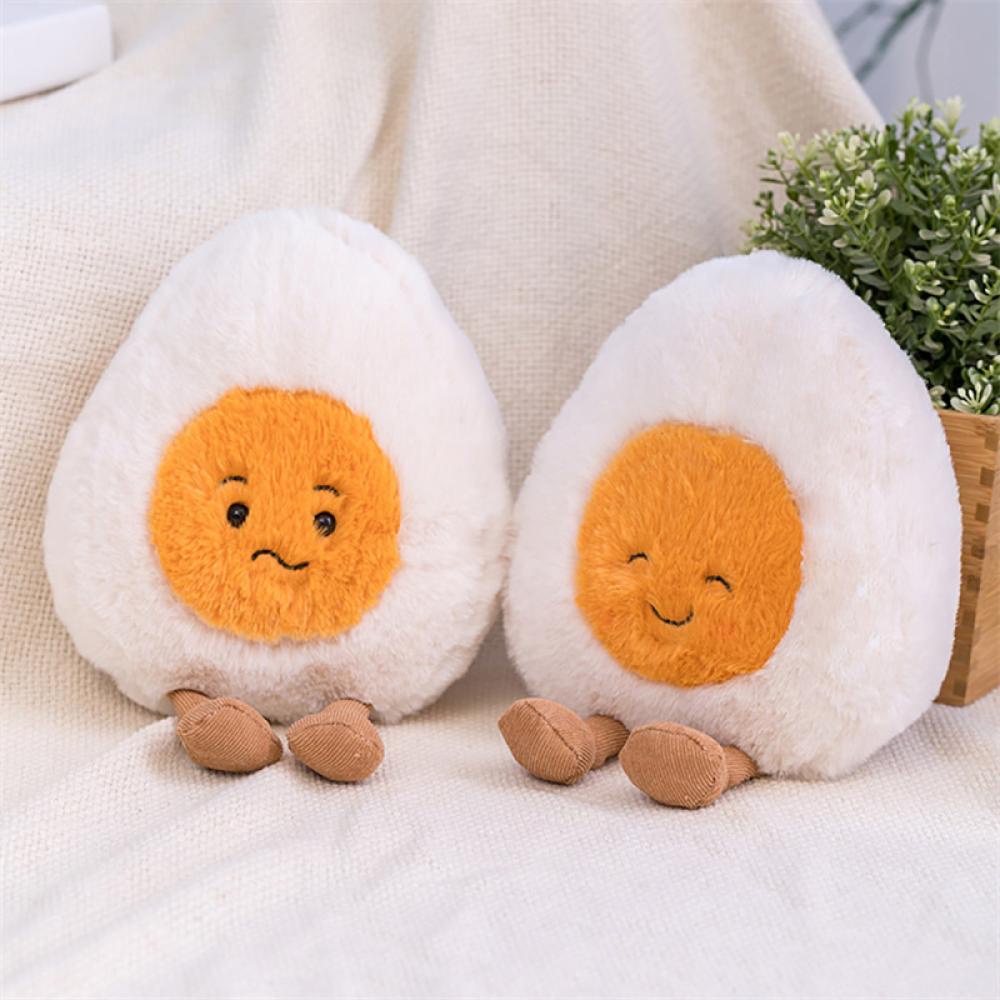 Timekey 20 cm Fluffy Super Lembut Telur Rebus Mainan Mewah Plushies Boneka Emosi Berbeda Telur Boneka Bantal Bayi Menenangkan Mainan Dekorasi Rumah H4Y7