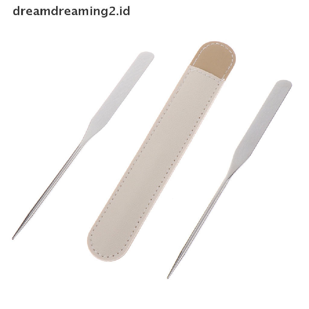 (dream) Spatula Toner Makeup Dual Head Bahan Stainless Steel Dengan Tongkat Pencampur Tas PU.