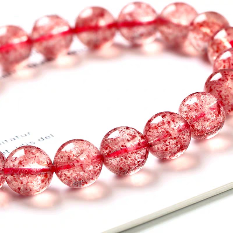 Gelang Kristal Strawberry Natural | Gelang Manik-Manik Kristal | Hadiah Untuk Hadiah Valentine / Ulang Tahun