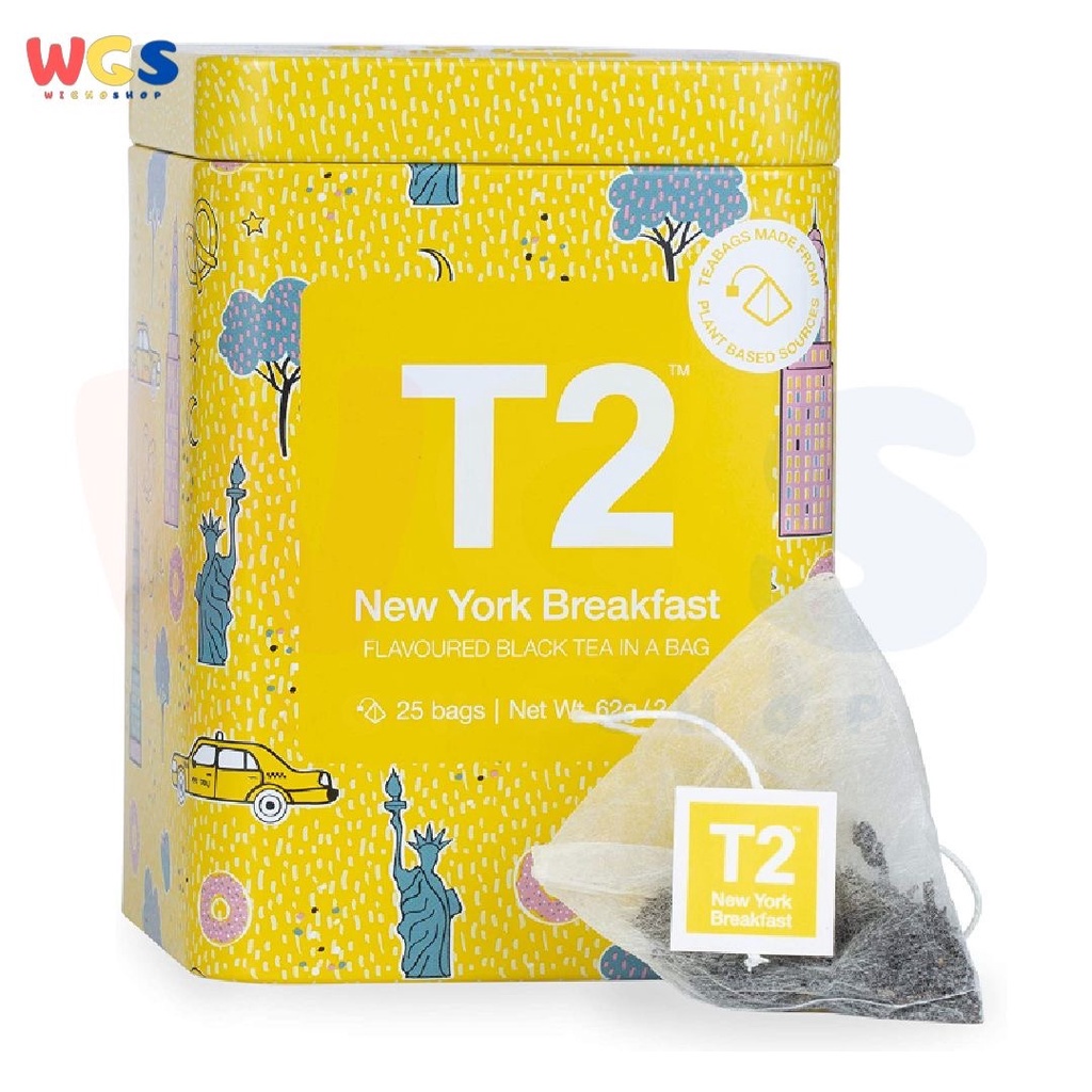 T2 Tea New York Breakfast Black Tea Icon Tin 25 Tea Bags 62g