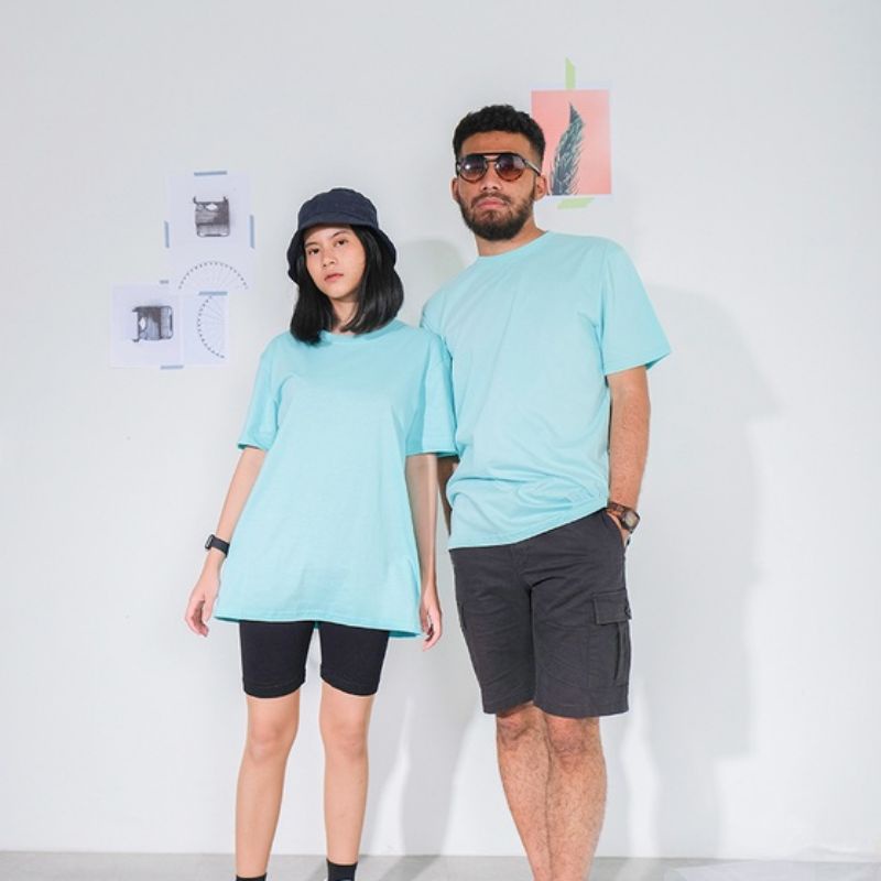 Baju Kaos Basic Polos Warna Hijau Mint 30s Unisex