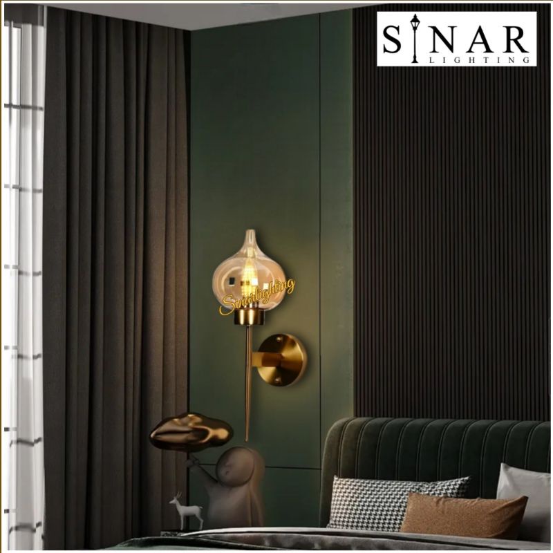 Lampu dinding modern gold kaca 5694