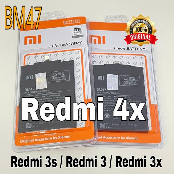 Baterai Xiaomi Redmi 4X Original BM47 Batterai Redmi 3 Redmi 3s