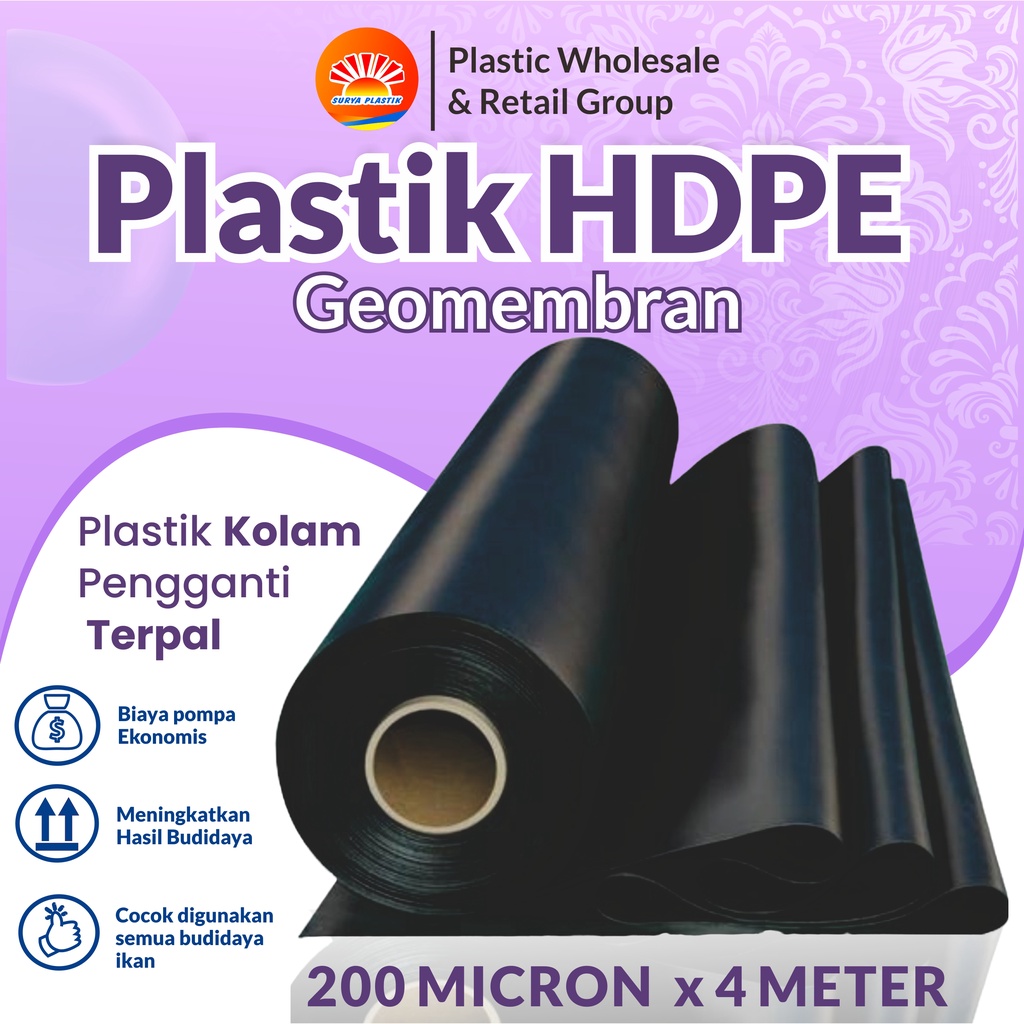 GEOMEMBRAN HDPE TEBAL 200 MICRON LEBAR 4 METER