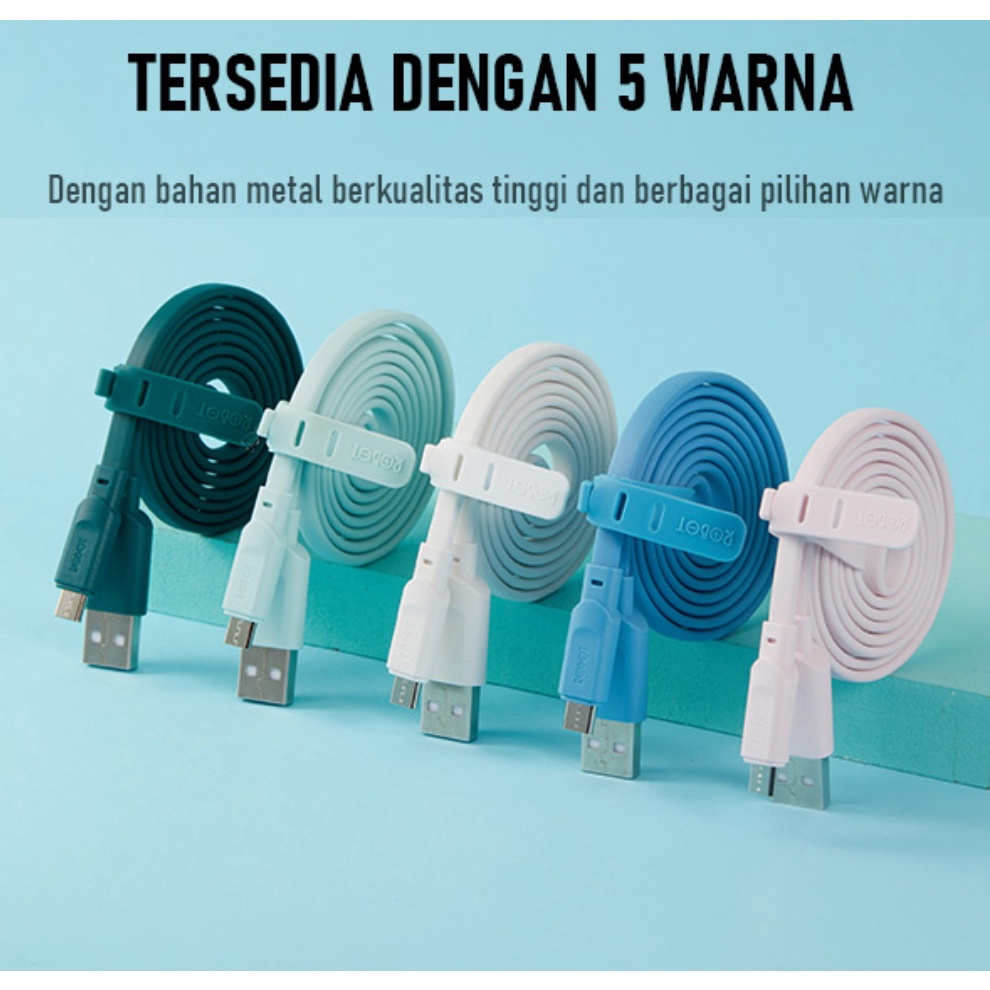 (30 Pc) Kabel Data Micro Robot RT-AM100 Fast Charging 2,4A Bahan PVC Free Kaleng