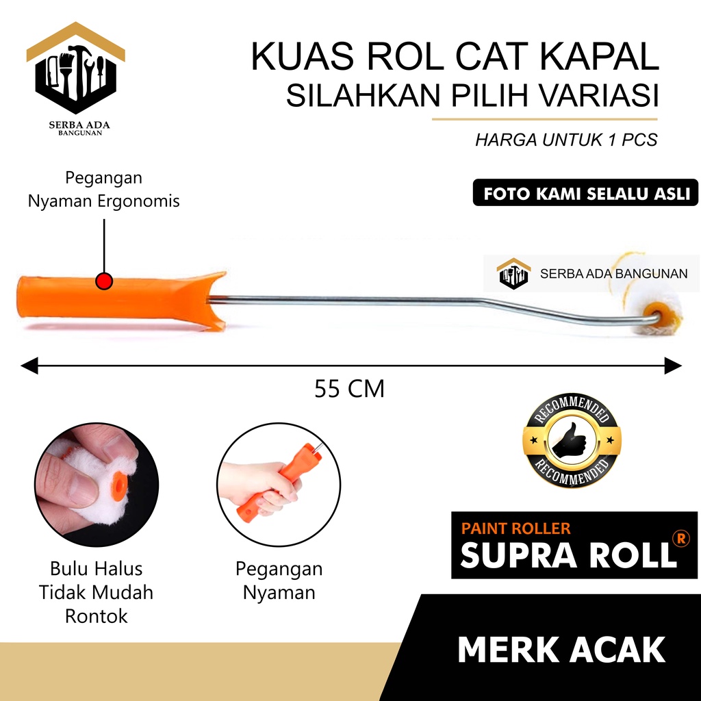 KUAS ROLL KAPAL MINI KECIL CAT GAGANG PLASTIK kuas roll kapal kecil 60 cm 4 inch