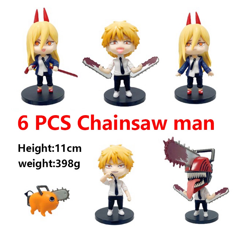 11 cm Anime Chainsaw Man Figure Pochita Power Kali Listrik Kawaii Q Versi Mainan Mobil Dekorasi Pvc Model Boneka Hadiah