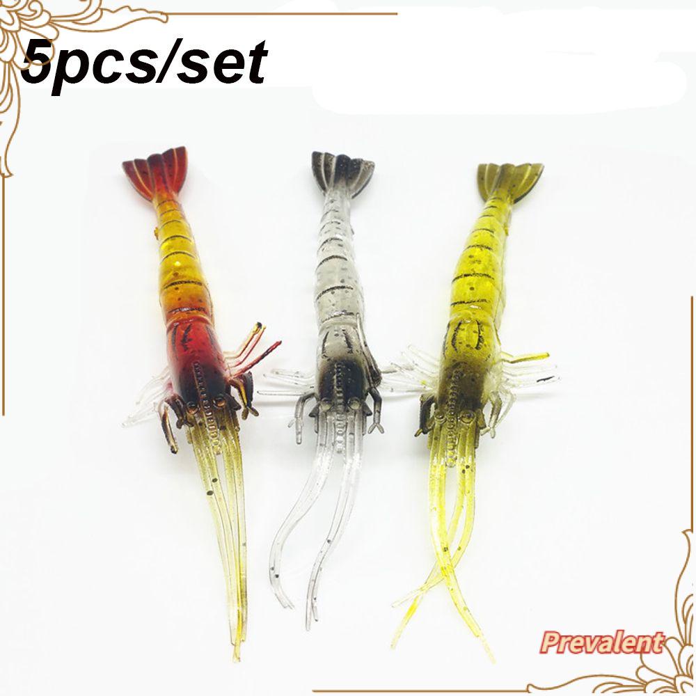 Preva 5Pcs/Lot Silikon Udang Umpan Bau Amis Laut Memancing Biomimetic Soft Hook Cacing Silicone