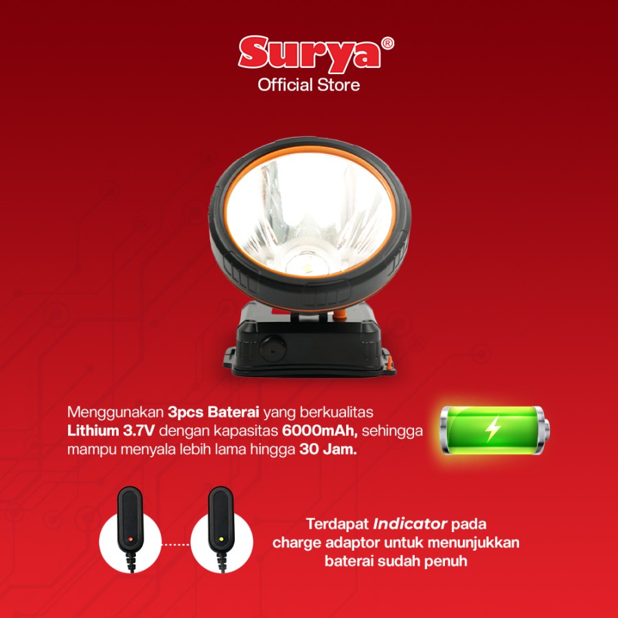 Senter Kepala Selam LED 50W SURYA SYH L505R Water Resistant KK