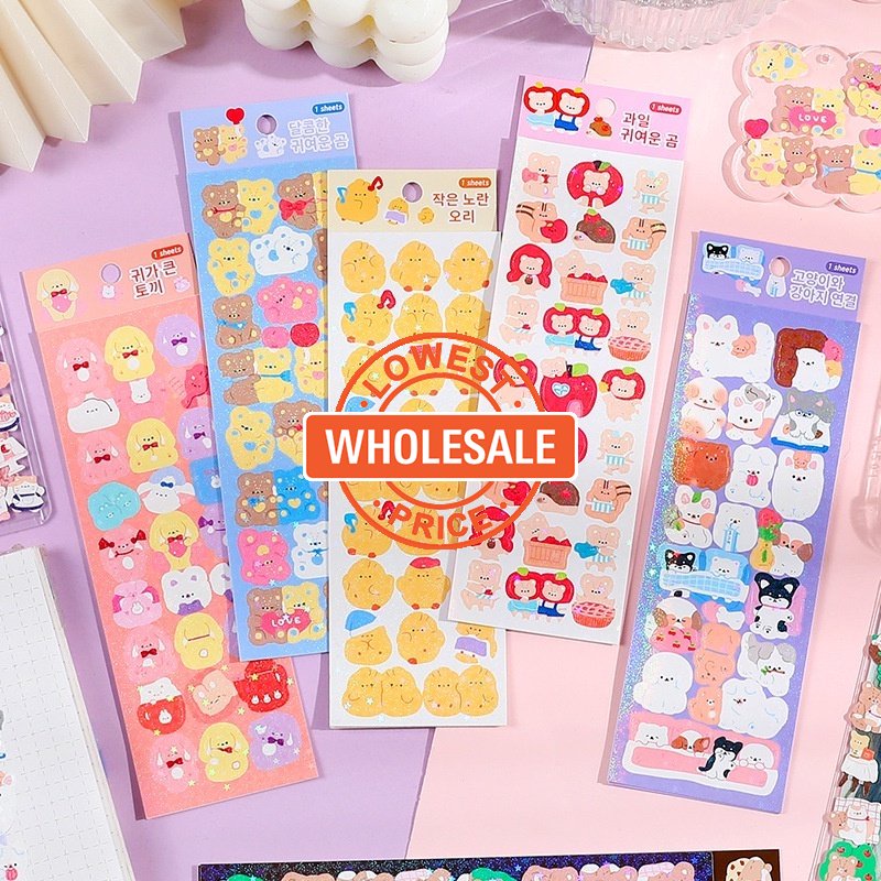 [Grosir] Ins Angin Huruf Inggris Stiker DIY Scrapbooking Slit Stiker Kartun Lucu Sanrio Stiker Tahan Air Handbook Goo Card Stickers