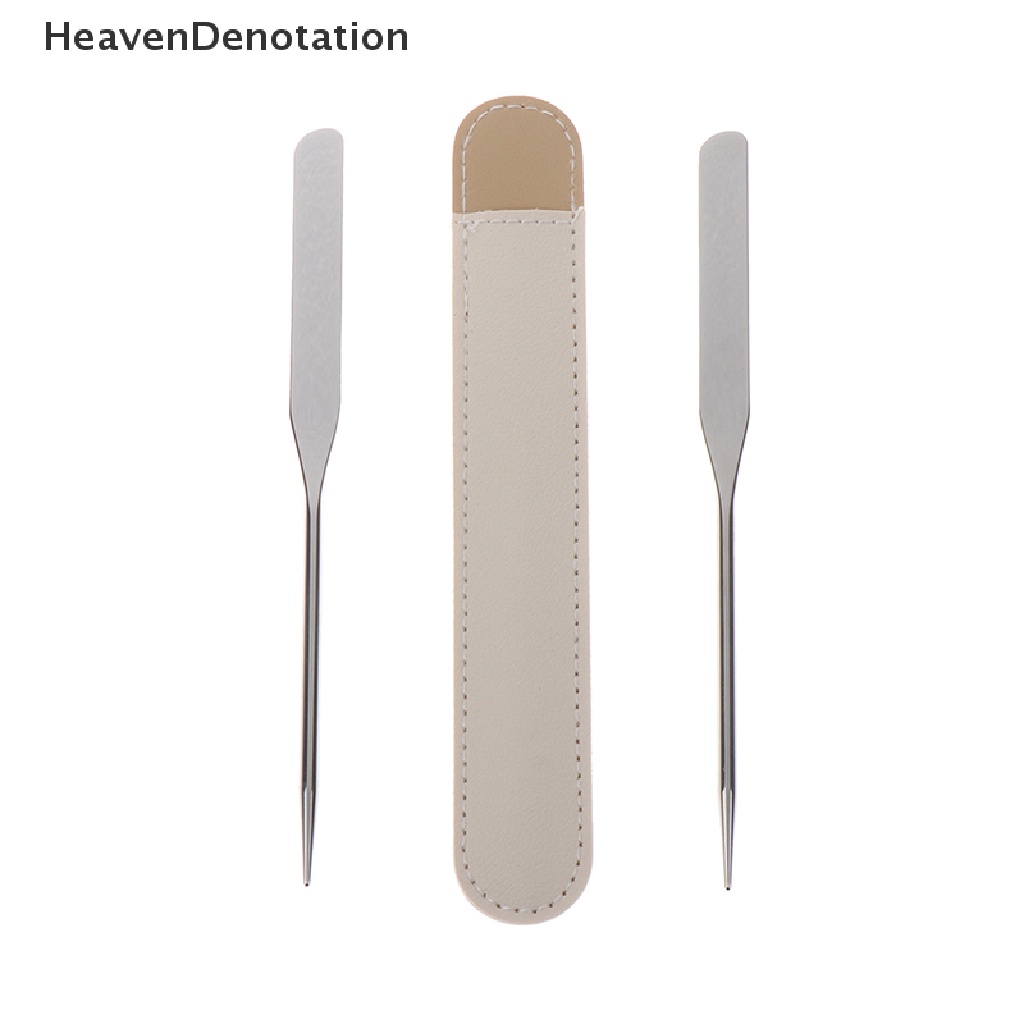 [HeavenDenotation] Spatula Toner Makeup Kepala Ganda Bahan Stainless Steel Dengan Tongkat Pencampur Tas PU HDV