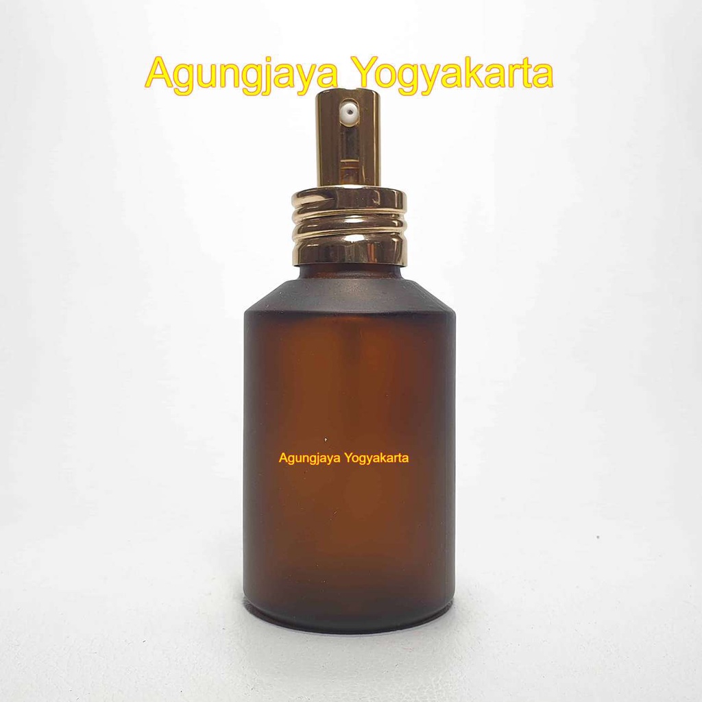 Botol Kaca 120 ml Amber Frosted Pump Treatment / Botol Kaca / Botol Kaca Kosmetik / Botol Esential O