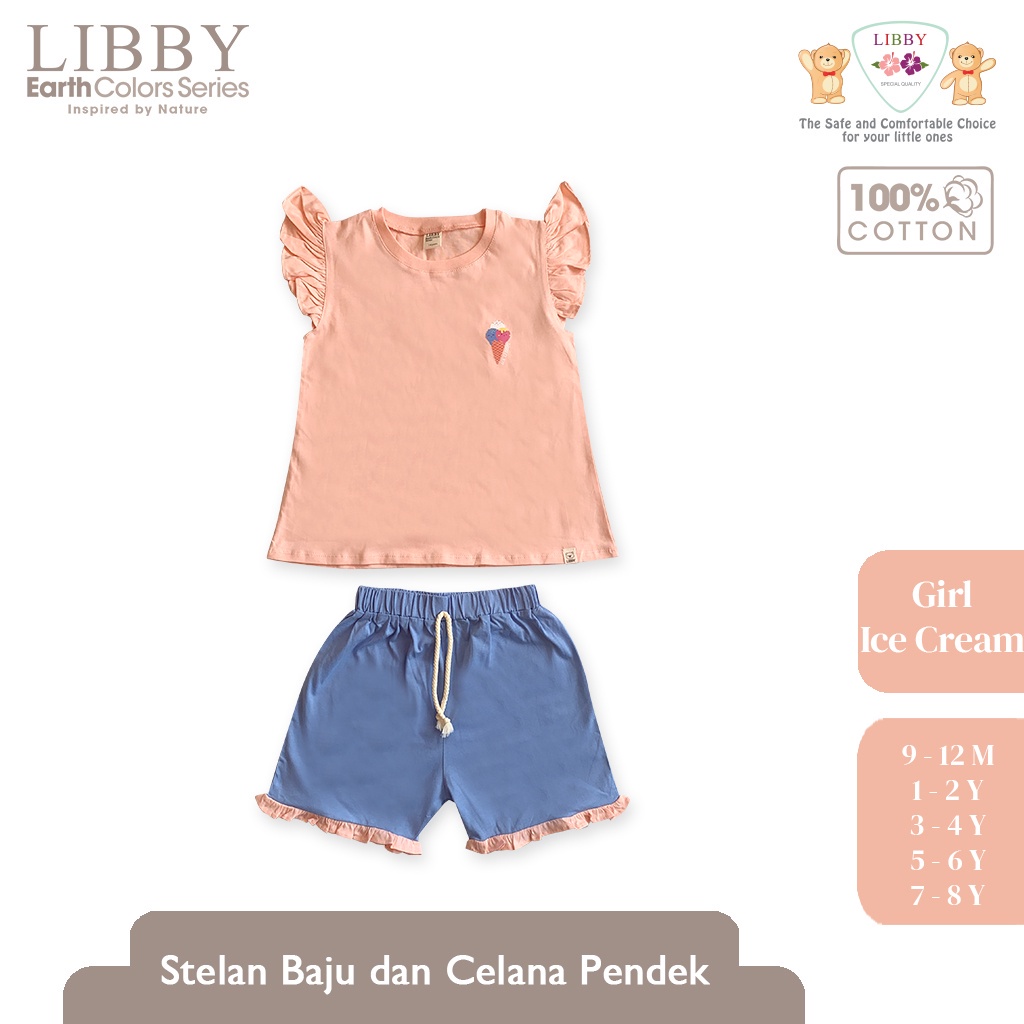 Baju Bayi Stelan Anak Perempuan Set Oblong Pendek-Celana Pendek LIBBY Earth Niji Series GIRL (1 STEL)