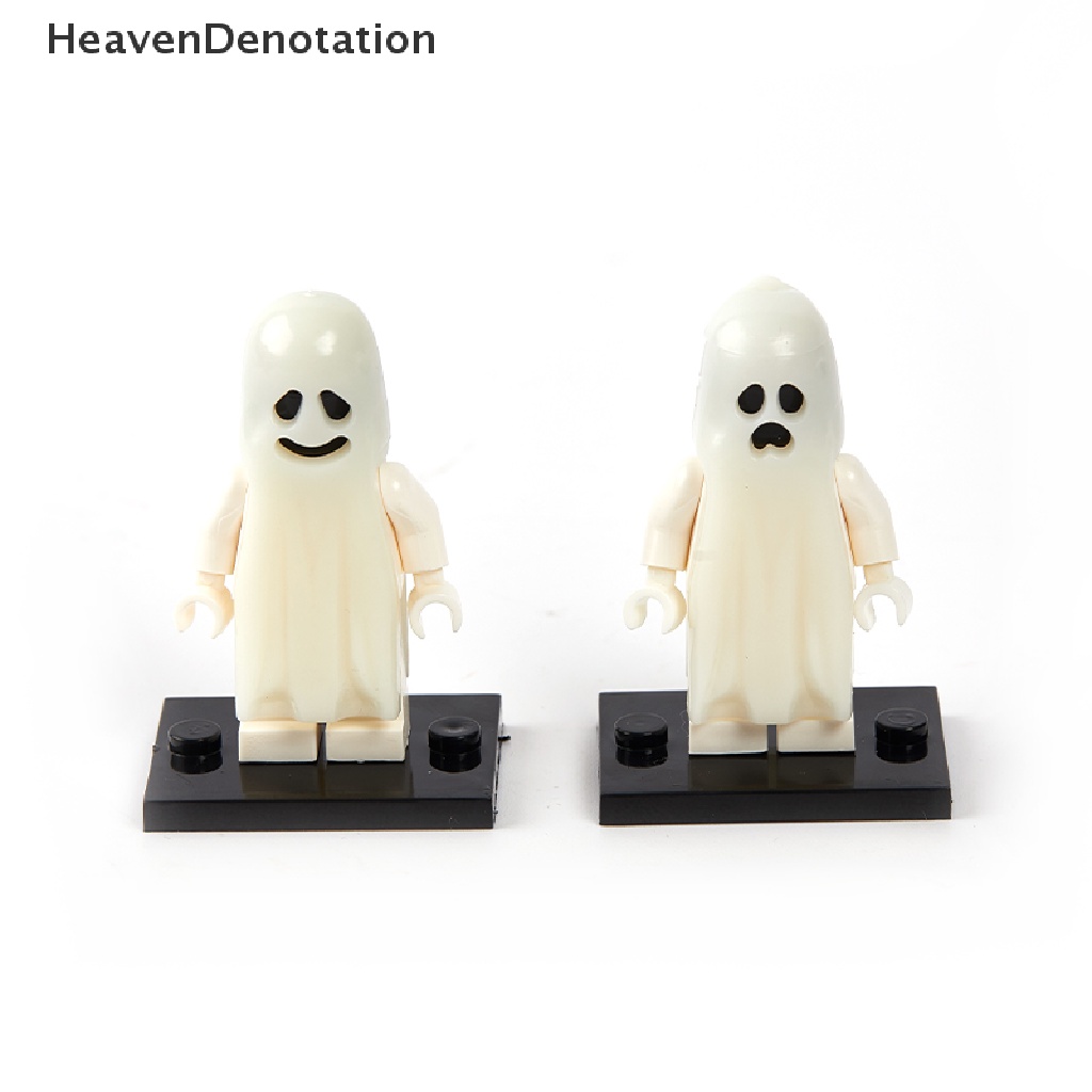 [Denotasi Surga] Seri Halloween Blok Bangunan Luminous Smiling Ghost Model Action Figure HDV