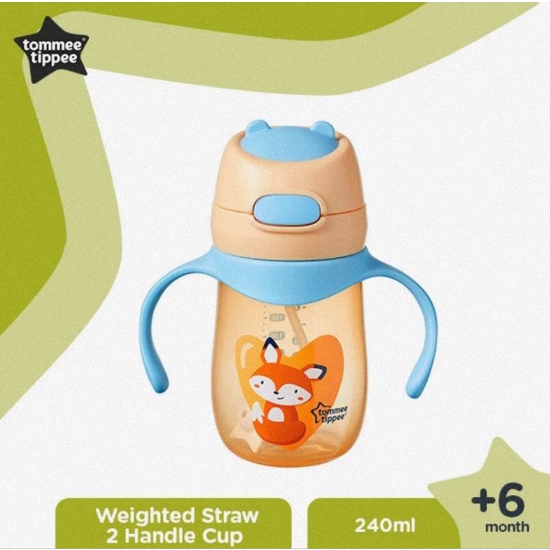 Tommee Tippee Weighted Straw 2 Handle Cup 240 ml - Botol Minum Bayi &amp; Anak